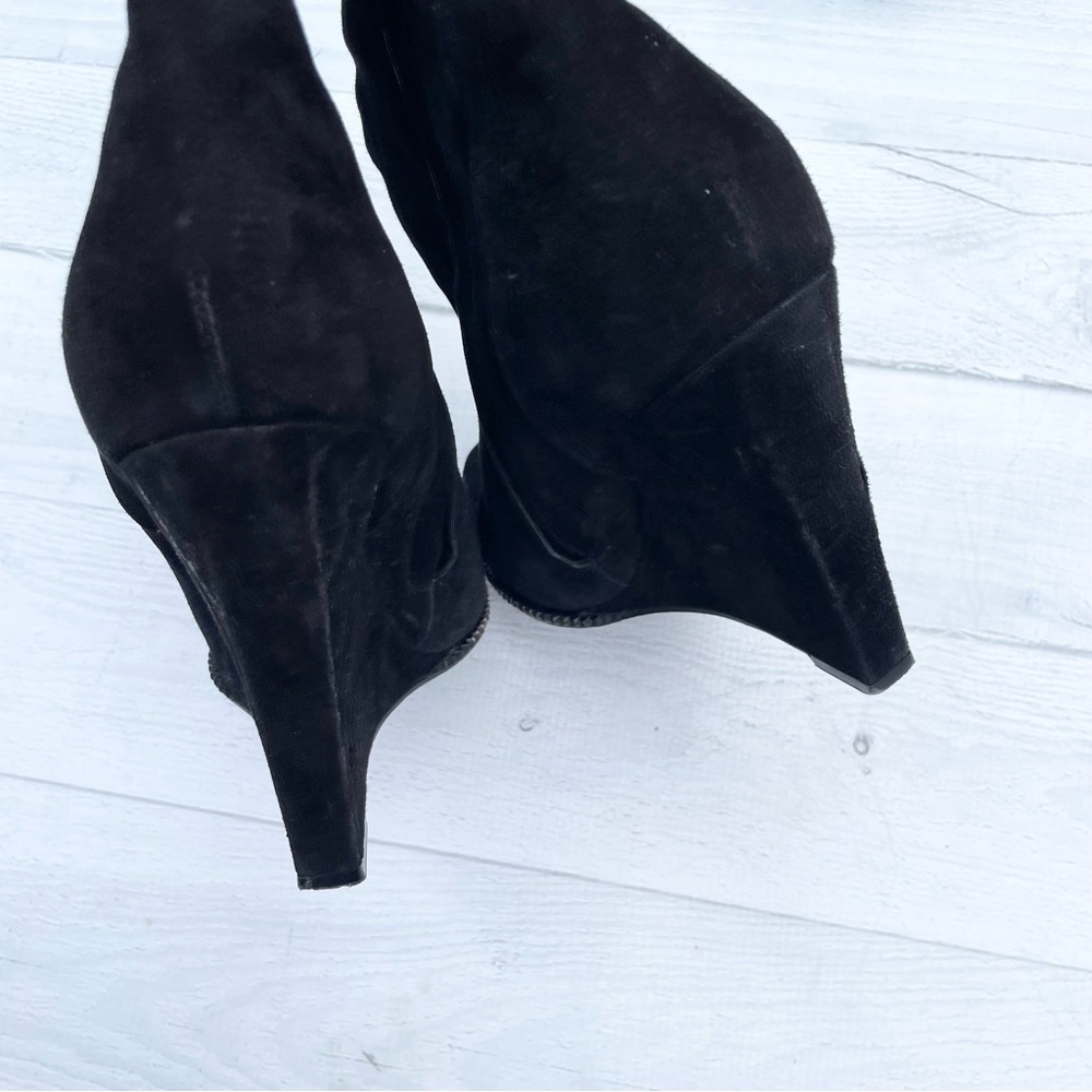 Givenchy Black Suede Wedge Ankle Bootie Size Unknown. See measurements below. - Picture 4 of 15